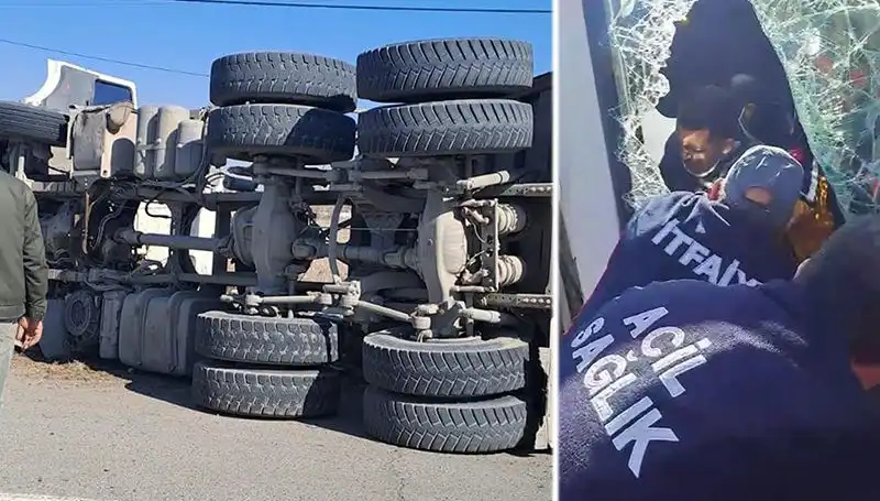 Virajı Alamayan Kamyonun Tehlikeli Yolculuğu: Olay Anı Görüntülendi
