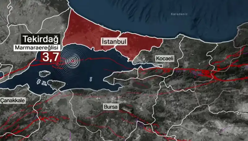 Marmara Denizi'nde Aniden Meydana Gelen 3,7 Büyüklüğündeki Deprem Endişe Yarattı