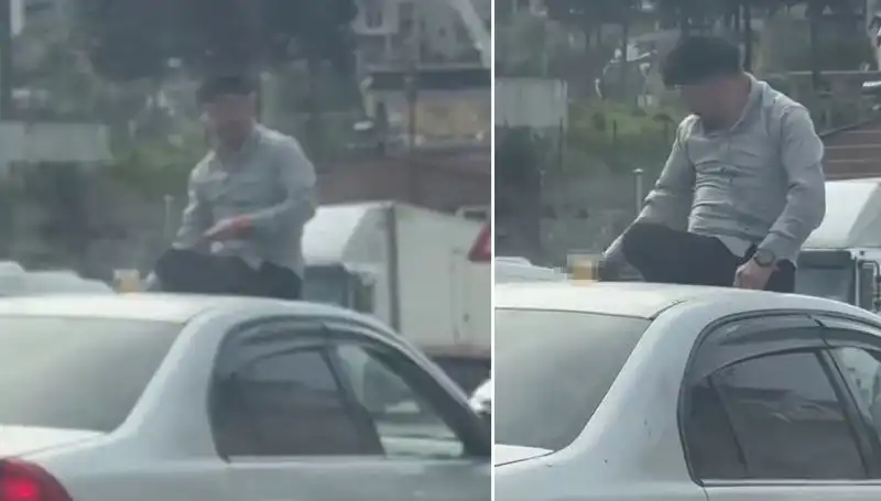 Trafikte Şok Görüntü: Araç Üzerinde Sıradışı Alem Eğlencesi!